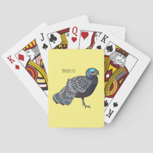 Bornean peacock-pheasant bird cartoon illustration playing cards