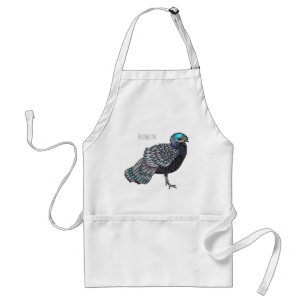 Bornean peacock-pheasant bird cartoon illustration standard apron