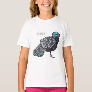 Bornean peacock-pheasant bird cartoon illustration T-Shirt