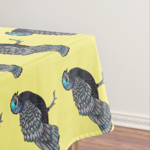 Bornean peacock-pheasant bird cartoon illustration tablecloth