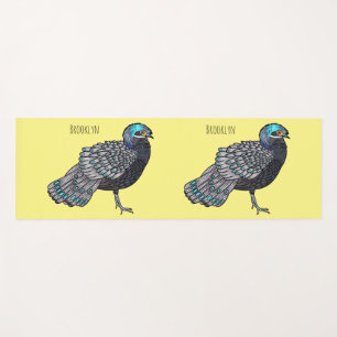 Bornean peacock-pheasant bird cartoon illustration yoga mat