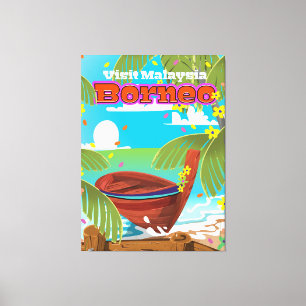 Borneo Island holiday travel poster. Canvas Print