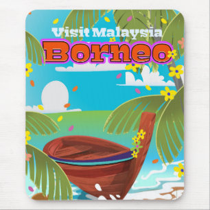Borneo Island holiday travel poster. Mouse Mat