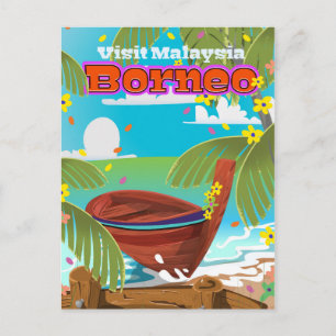 Borneo Island holiday travel poster. Postcard