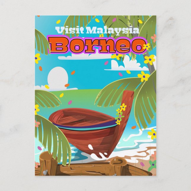 Borneo Island holiday travel poster. Postcard (Front)