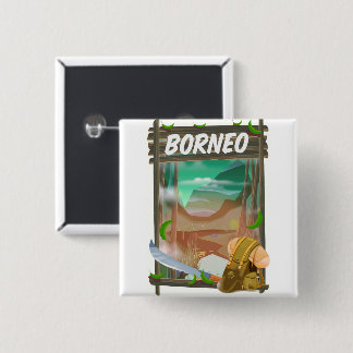 Borneo Jungle travel poster 15 Cm Square Badge
