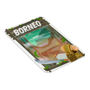 Borneo Jungle travel poster Magnet