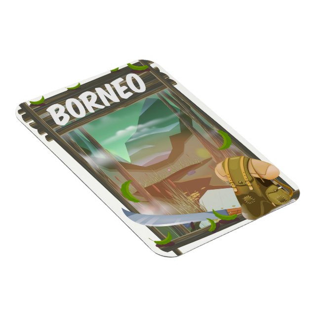 Borneo Jungle travel poster Magnet (Right Side)