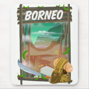 Borneo Jungle travel poster Mouse Mat