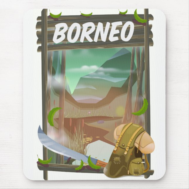 Borneo Jungle travel poster Mouse Mat (Front)