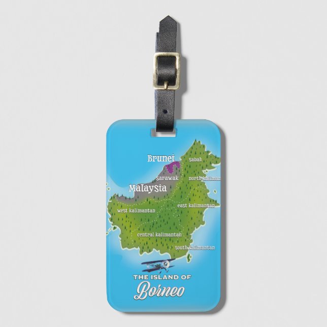 Borneo Map Luggage Tag (Front Vertical)