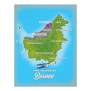 Borneo Map Photo Print