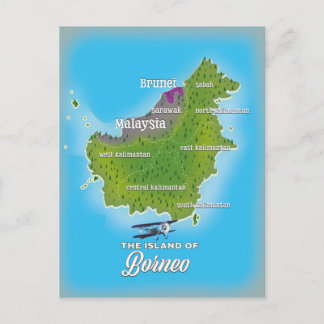 Borneo Map Postcard