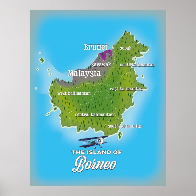 Borneo Map Poster (Front)