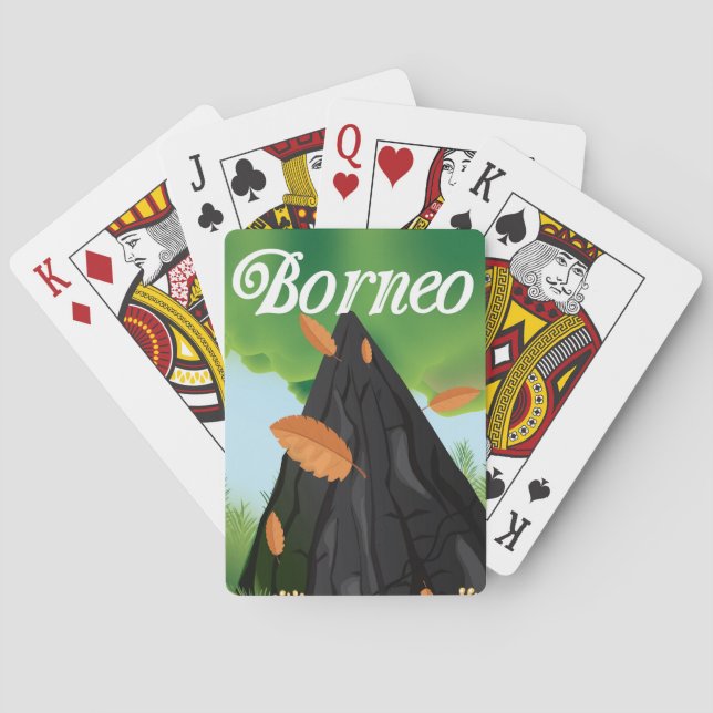 Borneo Rainforest travel poster Playing Cards (Back)