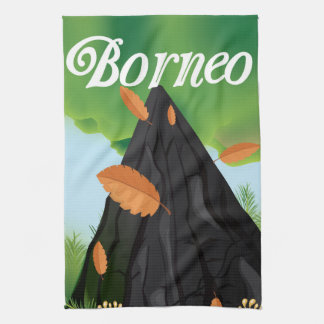 Borneo Rainforest travel poster Tea Towel