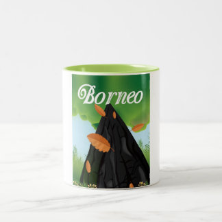 Borneo Rainforest travel poster Two-Tone Coffee Mug