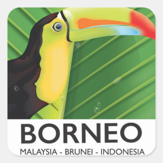 Borneo Toucan travel poster Square Sticker