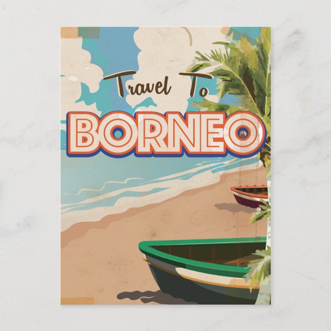 Borneo vintage travel poster art. postcard (Front)