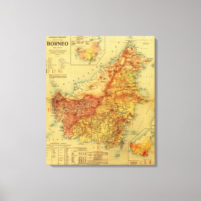 BorneoPanoramic MapBorneo Canvas Print (Front)