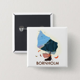 Bornholm Island Viking map 15 Cm Square Badge