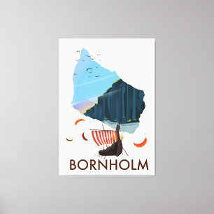 Bornholm Island Viking map Canvas Print