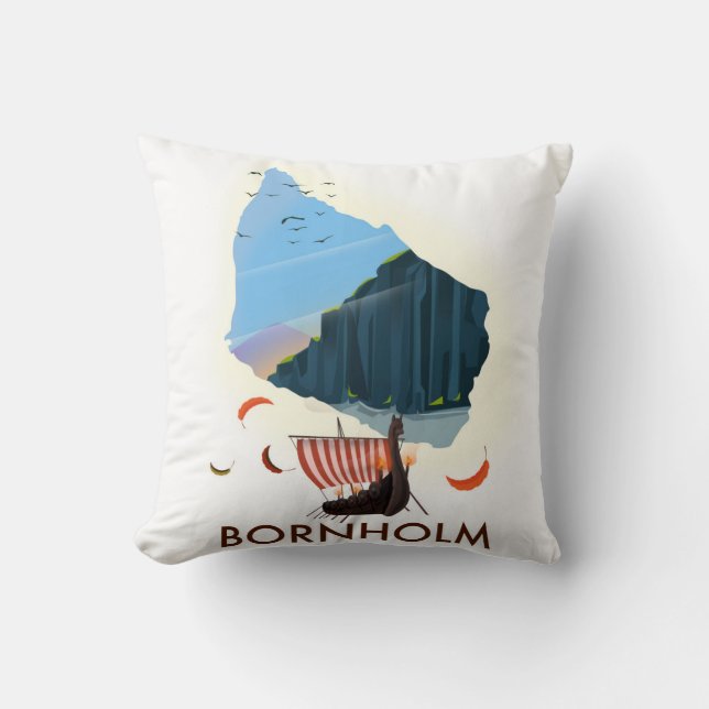 Bornholm Island Viking map Cushion (Front)