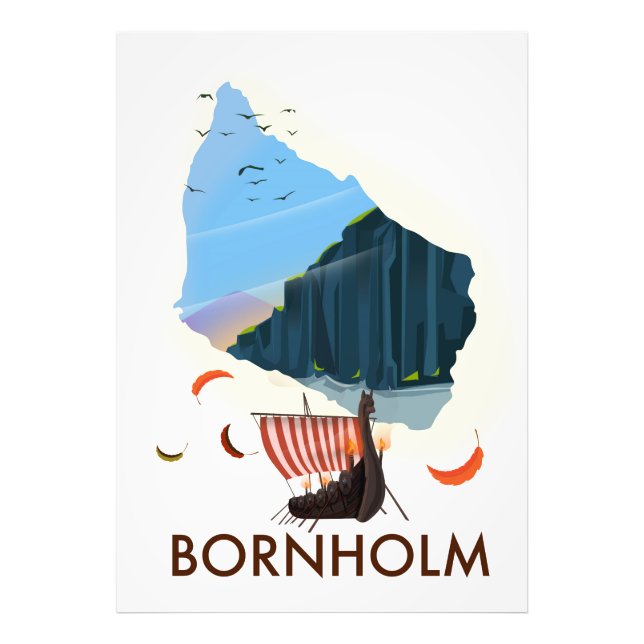 Bornholm Island Viking map Photo Print (Front)