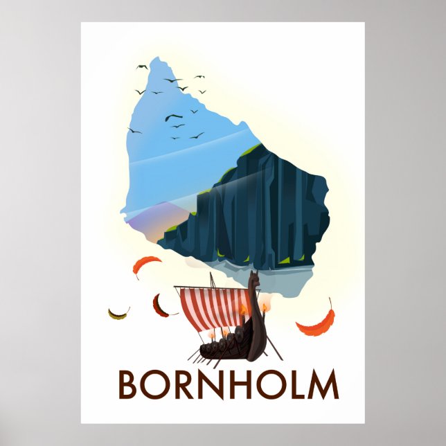 Bornholm Island Viking map Poster (Front)