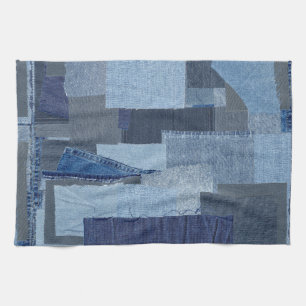 Boro Boro Blue Jean Patchwork Denim Shibori Tea Towel