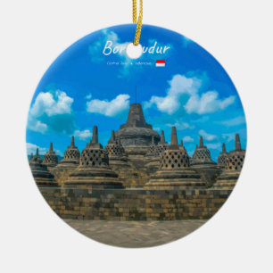 Borobudur, Indonesia - Ancient Buddhist Temple Ceramic Tree Decoration