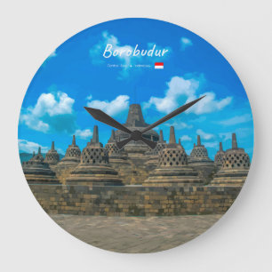 Borobudur, Indonesia - Ancient Buddhist Temple Large Clock