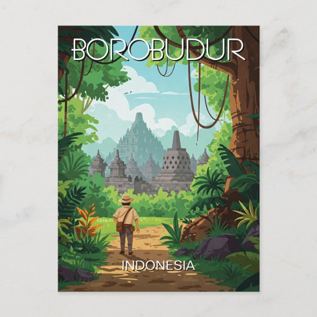 Borobudur Indonesia unesco Vintage Retro travel Postcard (Front)