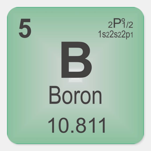 Boron Individual Element of the Periodic Table Square Sticker (Front)
