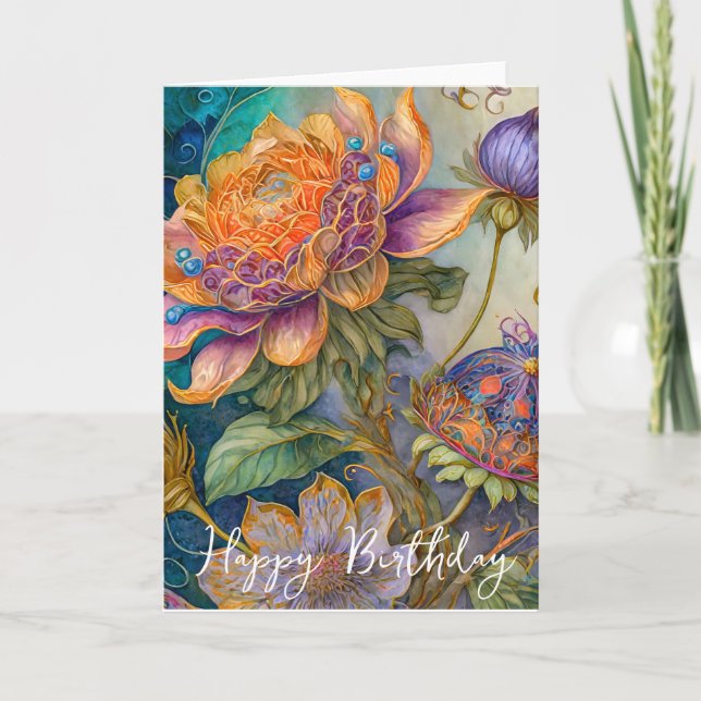 Boroque flowers birthday card (Front)