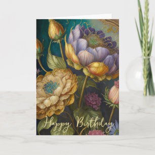 Boroque flowers birthday card
