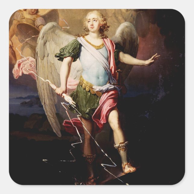 Borovikovsky Inspired Guardian Angel Art Square Sticker (Front)