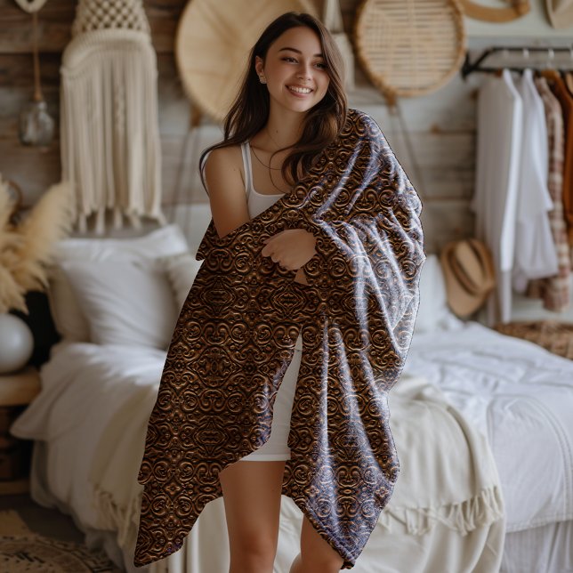 Borre Viking Style Faux Leather Pattern Fleece Blanket (Creator Uploaded)