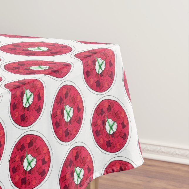 Borscht Red Beet Beetroot Soup Ukrainian Food Tablecloth (In Situ)