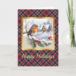 Borthwick Crest & Tartan w/Robin Personalised  Card