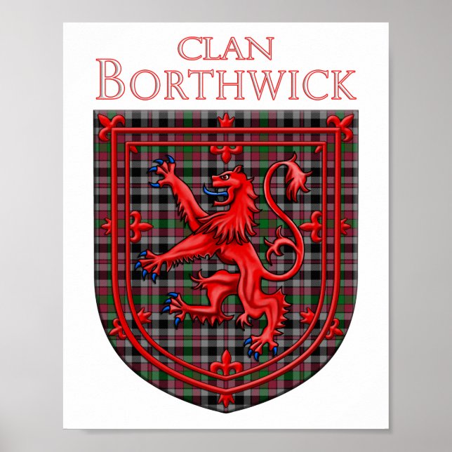 Borthwick Tartan Scottish Plaid Lion Rampant Poster (Front)