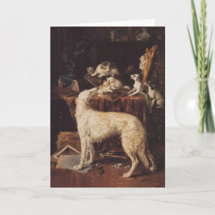 Borzoi And Cats Card
