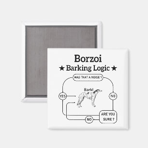 Borzoi Barking Logic Funny Dog Sarcastic Magnet