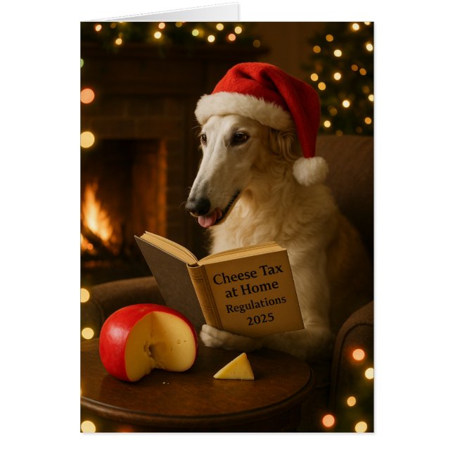 Borzoi 'Cheese Tax' Christmas card (Front)