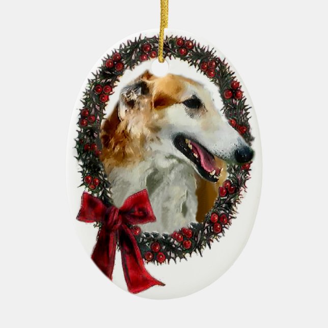 Borzoi Christmas Gifts Ornament (Front)