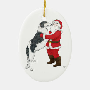 Borzoi Christmas Greeting Ceramic Tree Decoration
