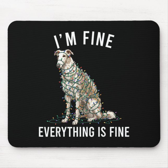 Borzoi Christmas I'm Fine Everything Is Fine  Mouse Mat (Front)