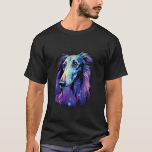 Borzoi Colourful Art Cute Multicolor Puppy Dog Lon T-Shirt