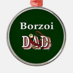Borzoi Dad Metal Tree Decoration