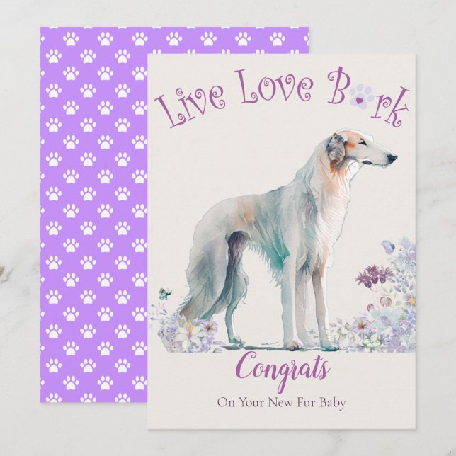 Borzoi Dog Adoption, Gotcha Day Card (Front/Back)